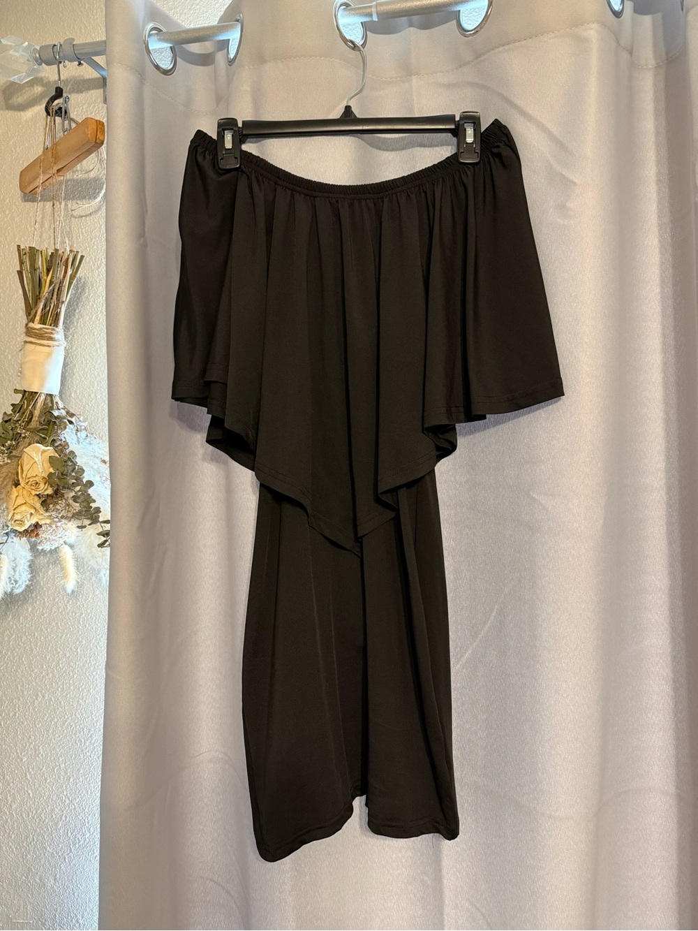 SHEIN Black Off-Shoulder Draped Dress - Never Been Worn